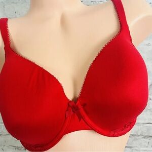 NEW VICTORIA'S SECRET BODY BY VICTORIA LINED PERFECT COVERAGE RED Bra 32DDD